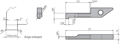 VNGR 061020 PR1225 Grade PVD Carbide, Micro Internal Grooving Bar