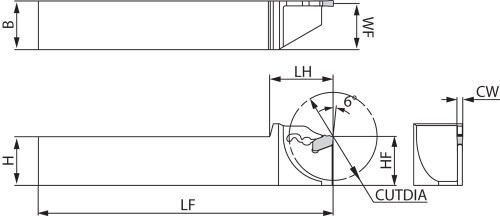 KPKHR 2525M3D45, Cut-Off Toolholder