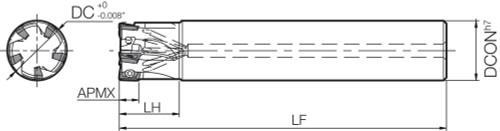 MECXL 1000S100075T Long Length Shank, 90 Degree End Mill