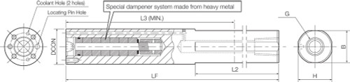 AD40V, Coolant-Through Interchangeable Head Boring Bar Adapter