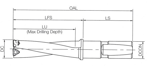 SDR0703, Stinger Drill 0.7030" Cutting Diameter, Indexable Insert Drill