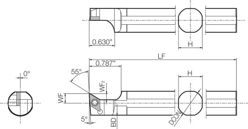 S20KSDLCL11 External Sleeve, Indexable Turning Round Shank Toolholder