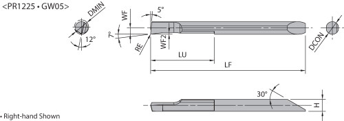 EZBR 035030005NB PR1225 Grade PVD Carbide, Micro Boring Bar