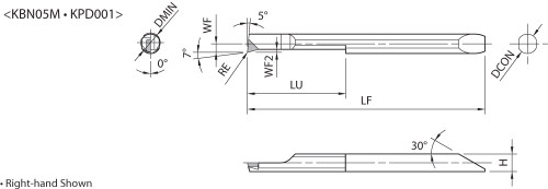 EZBR 070070003NB KBN05M Grade CBN, Micro Boring Bar