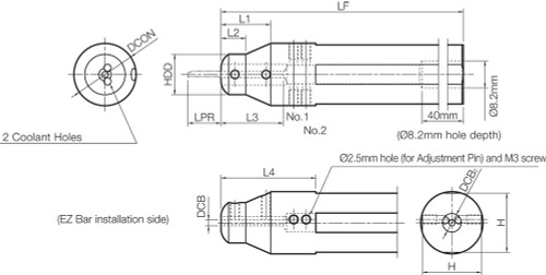 EZH 01722CT135, Adjustable Coolant-Through Micro Bar Sleeve