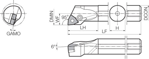 A25RPWLNR0632 Right-Hand, Negative Rake, Coolant-Through Boring Bar