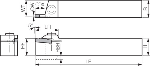 KGML 2525M3, External Grooving Toolholder