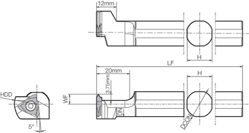 S16FKTTXL16, External Threading Toolholder