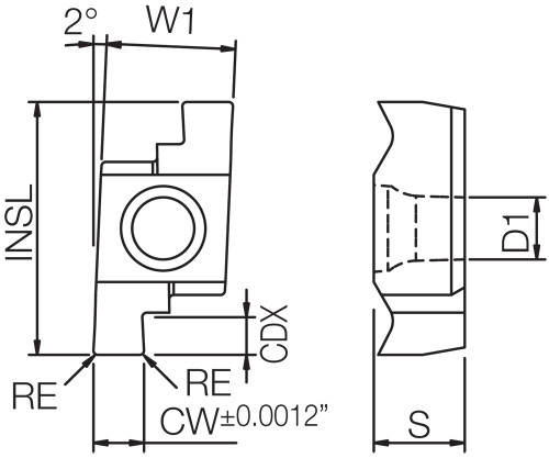 GE R195010D PR1225 Grade PVD Carbide, Indexable Grooving Insert