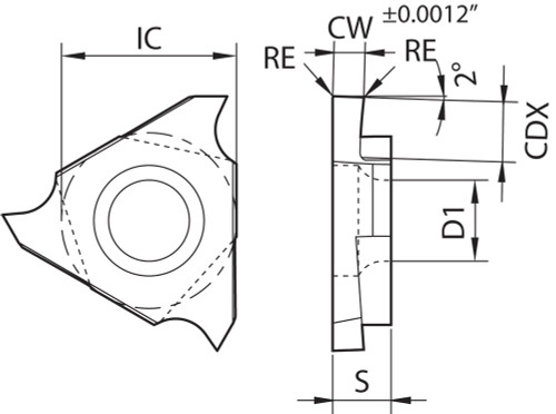 GBF 32R094N GW15 Grade Uncoated Carbide, Indexable Grooving Insert