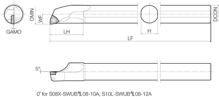 S16QSWUPL1618A Left-Hand, Positive Rake, Boring Bar