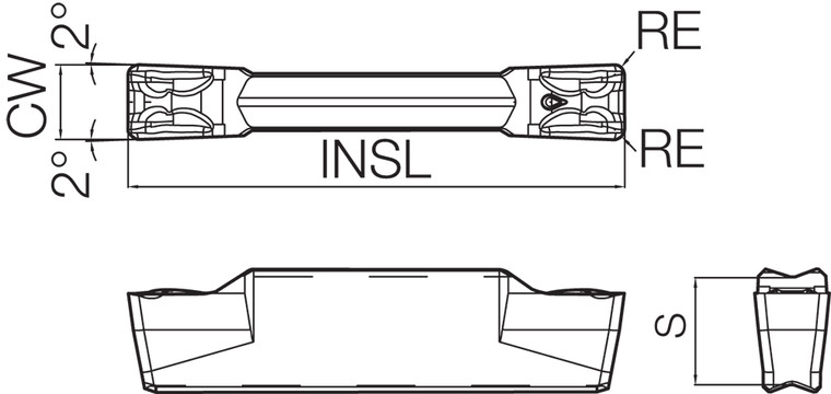 GDM 4020N020GM PR1535 Grade PVD Carbide, Indexable Grooving Insert