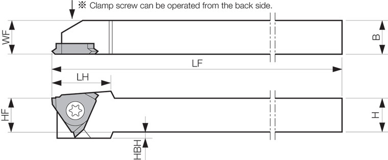 KTTXR 1212F16F, External Threading Toolholder