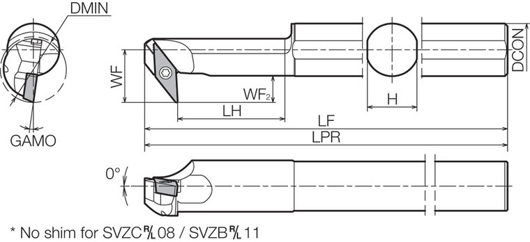 S12MSVZCL0816A Left-Hand, Positive Rake, Boring Bar