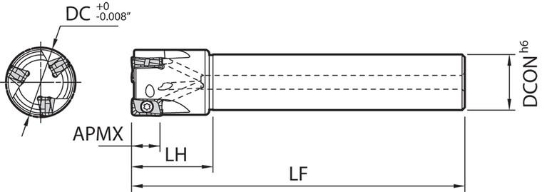 MEW 1500S1258154T Long Length Shank, 90 Degree End Mill