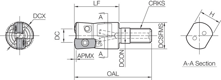 MFH 20M10034T, MFH-Mini, Modular Head, High-Feed End Mill