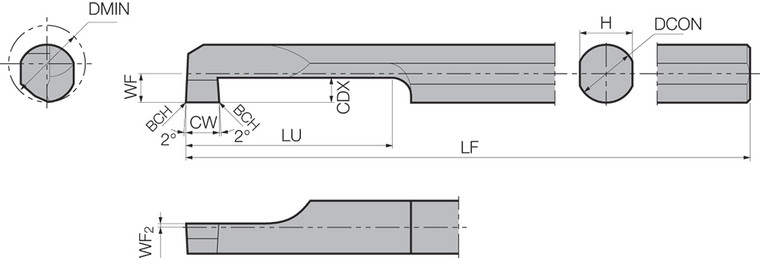 PSGR 197MB031S KW10 Grade Uncoated Carbide, Micro Internal Grooving Bar