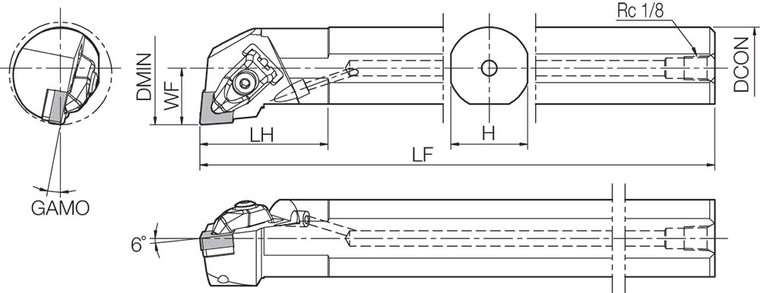 A24TDCLNR4 Right-Hand, Negative Rake, Coolant-Through Boring Bar