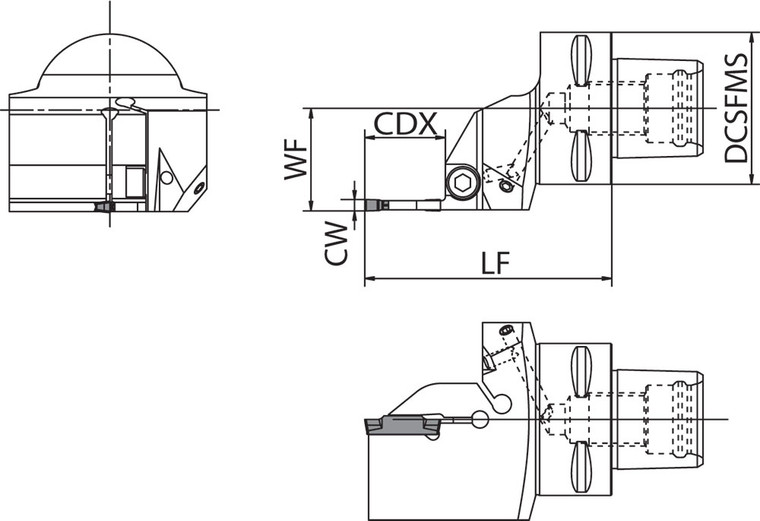 KPC5 KGDR 350602T10 Quick Change, Polygon Shank Indexable Grooving Toolholder