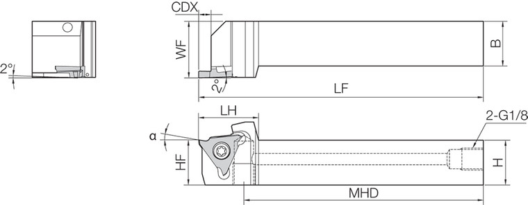 KGBAL 2020K2225JCT, Coolant-Through External Grooving Toolholder