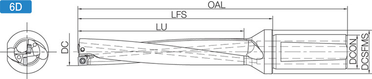 S20DRV130M603, DRV Magic Drill 13.00mm Cutting Diameter, 6xD, Coolant-Through Indexable Insert Drill