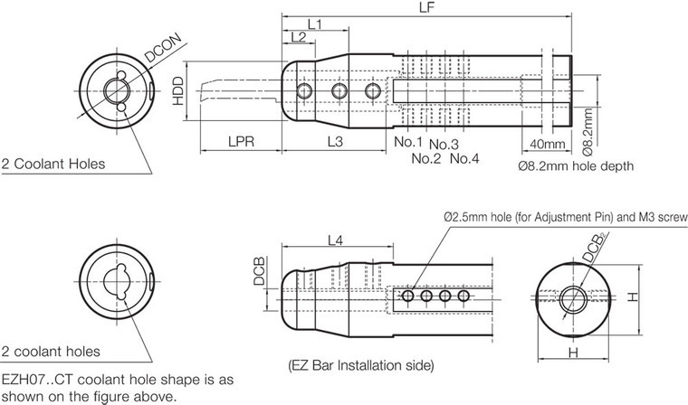EZH 040254CT120, Adjustable Coolant-Through Micro Bar Sleeve