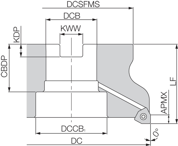 MFWN 90125R0511TM Metric Bore Diameter, 90 Degree Face Mill