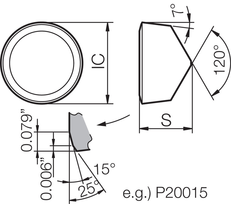RCGX 102T04015 A66N Grade Ceramic, Indexable Turning Insert