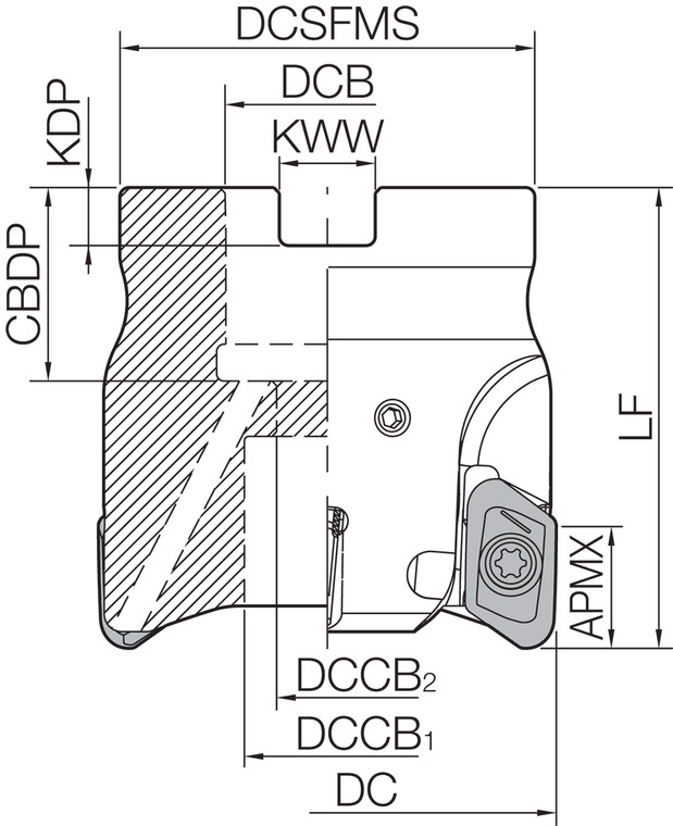 MEAS 2000R134T Inch Bore Diameter, 90 Degree Face Mill