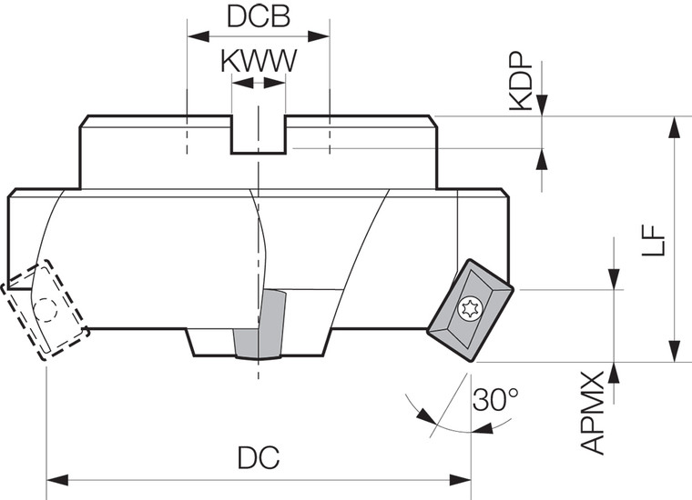 FM 200030RH Inch Bore Diameter, 30 Degree Face Mill FM 200030RH Inch Bore Diameter, 30 Degree Face Mill