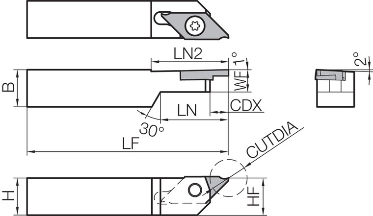 KTKFR 1010JX12SA, Cut-Off Toolholder