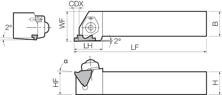 KGBR 2525M16, External Grooving Toolholder