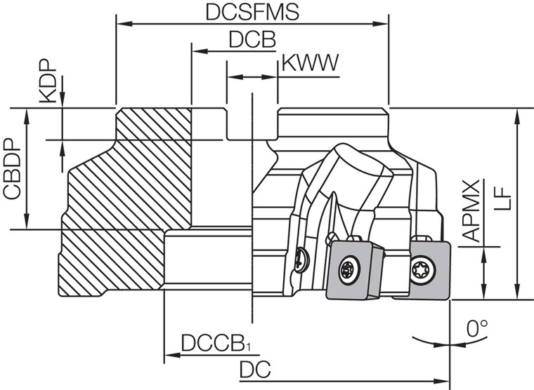 MSRS 90125R18TM Metric Bore Diameter, 90 Degree Face Mill