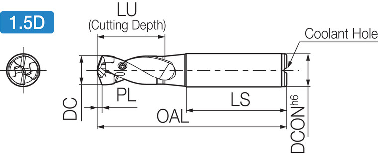 SS25DRA230M15, DRA Magic Drill 23.00-23.99mm Cutting Diameter, 1.5xD, Replaceable Tip Drill