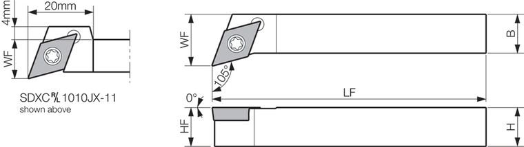 SDXCR 1010JX11, Indexable Turning Toolholder