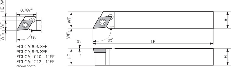 SDLCL 1010JX07FF, Indexable Turning Toolholder