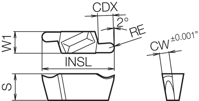 GV R300150AR PR1225 Grade PVD Carbide, Indexable Grooving Insert