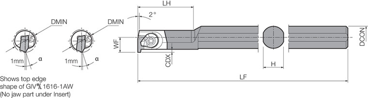 GIVL 20202BW, Internal Grooving Toolholder