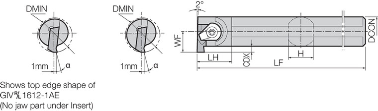 GIVL 27202CE, Internal Grooving Toolholder