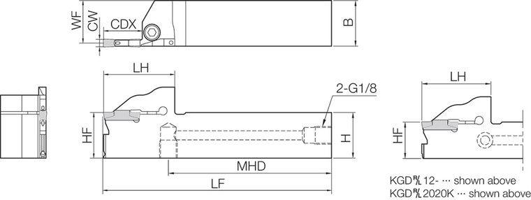 KGDL 2525K4T10JCT, Coolant-Through External Grooving Toolholder KGDL 2525K4T10JCT, Coolant-Through External Grooving Toolholder