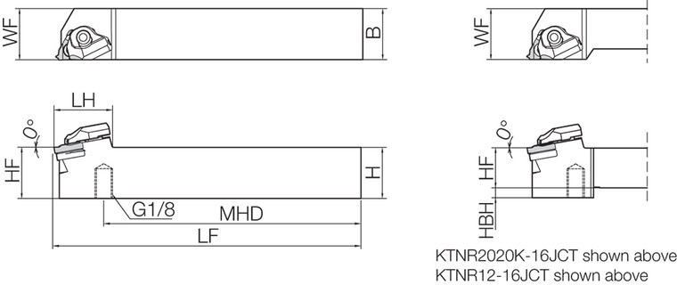 KTNR 2525M16JCT, Coolant-Through External Threading Toolholder