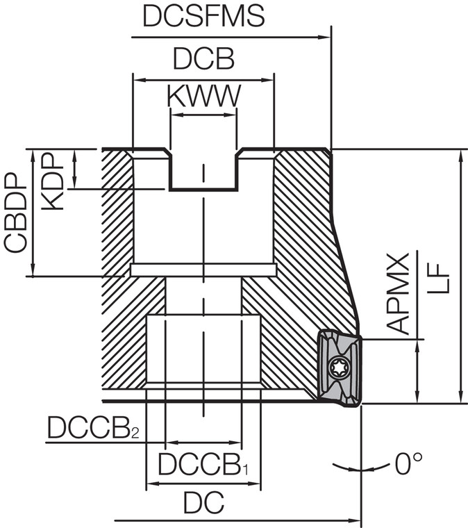 MEC 3000R11T7T Inch Bore Diameter, 90 Degree Face Mill