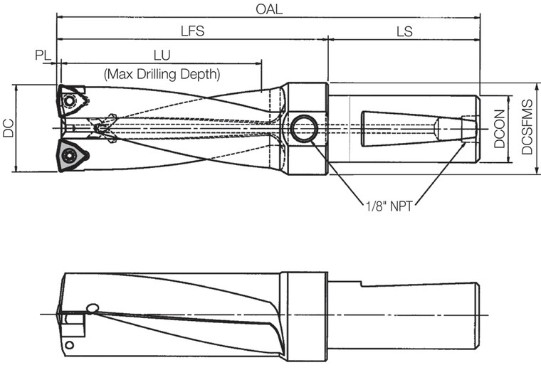 CD1303XL, Coremaster CoreDrill 1.3030" Cutting Diameter, Indexable Insert Drill