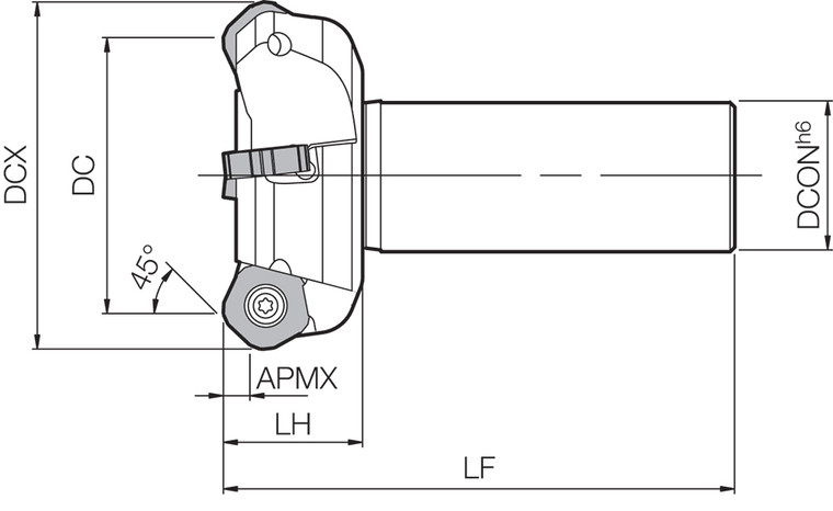 MFPN 45080RS325T Standard Length Shank, 45 Degree End Mill