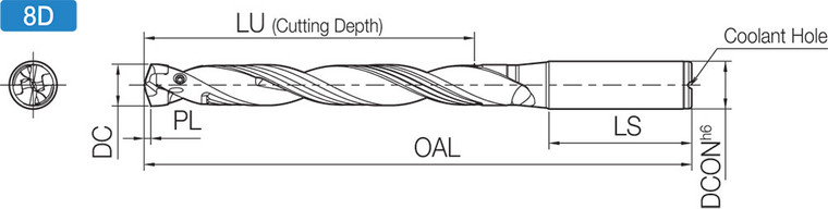SS16DRA150M8, DRA Magic Drill 15.00-15.99mm Cutting Diameter, 8xD, Replaceable Tip Drill SS16DRA150M8, DRA Magic Drill 15.00-15.99mm Cutting Diameter, 8xD, Replaceable Tip Drill