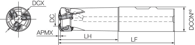 MFH 25W25043T, MFH-Max, Standard Length Shank, High-Feed End Mill