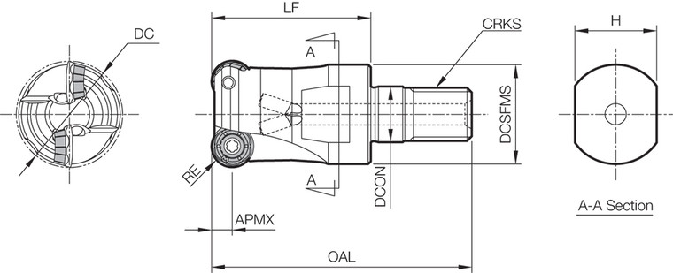 MRX 32M16104T RAD-6 Series, Modular Head, Radius End Mill
