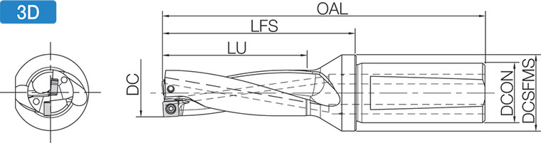 S40DRV450M314, DRV Magic Drill 45.00mm Cutting Diameter, 3xD, Coolant-Through Indexable Insert Drill