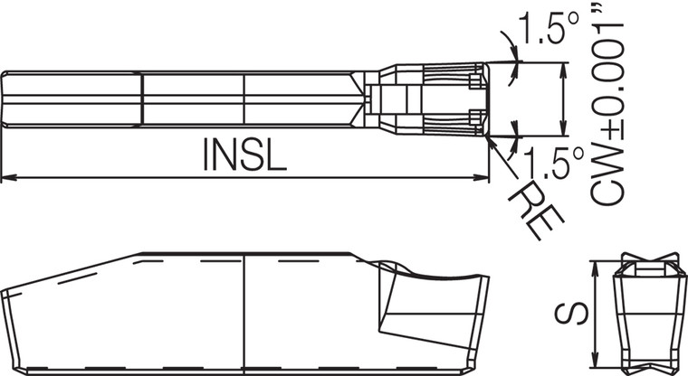 GDMS 3020N030PH PR1535 Grade PVD Carbide, Indexable Grooving Insert