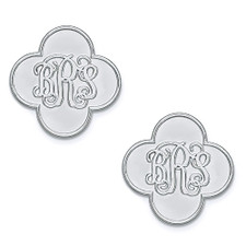 Quatrefoil Initial Monogram Earrings in sterling silver.